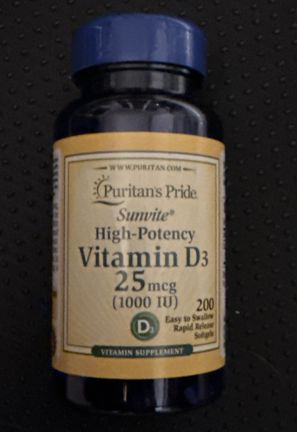 New Puritan’s Pride High Potency Vitamin D3 25 Mcg Softgels 200 Vit Supplement