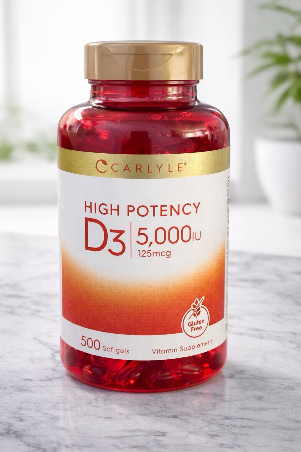 Vitamin D3 5000IU | Quick Release 500 Softgels | Non-GMO Gluten Free | Carlyle