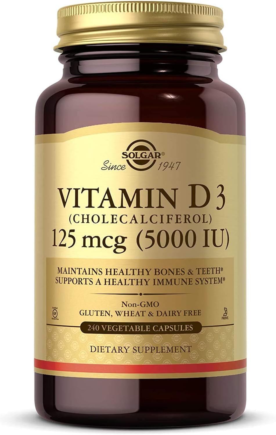 Vitamin D3 (Cholecalciferol) 125 Mcg (5000 IU), 240 Vegetable Capsules – Help…