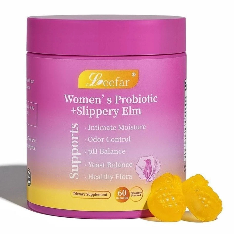 Leefar Women’s Probiotic Slippery Elm Pineapple 60 gummies