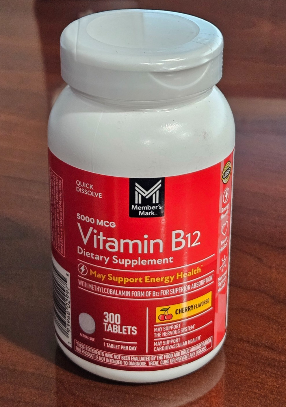 Member’s Mark  Vitamin B12 5000mcg Methylcobalamin 300 Dietary Sup Exp 2/2029
