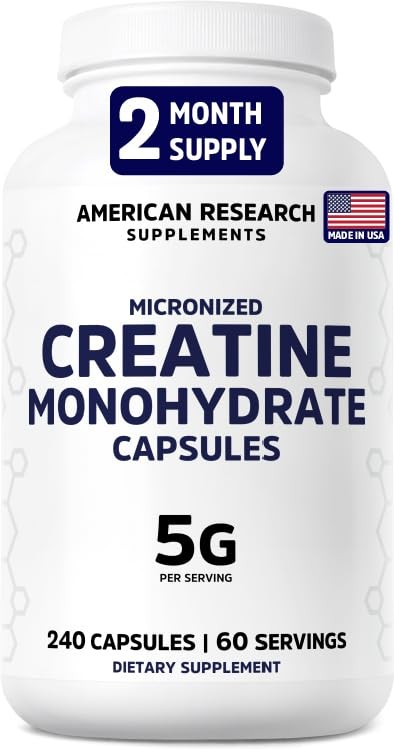 Creatine Monohydrate Capsules 5G | 60 Servings | Vegan | Muscle Growth