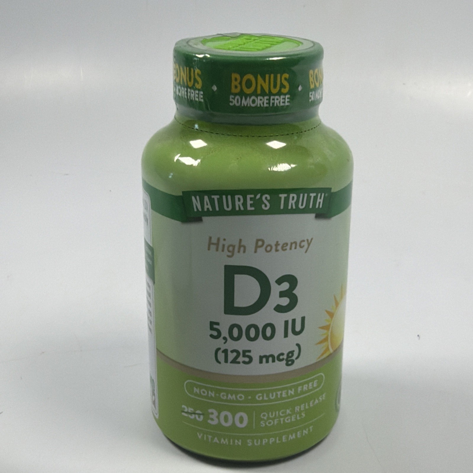 Nature’s Truth Vitamin D3 5000 IU 125 mcg 300 Softgels High Potency 11/2027 New