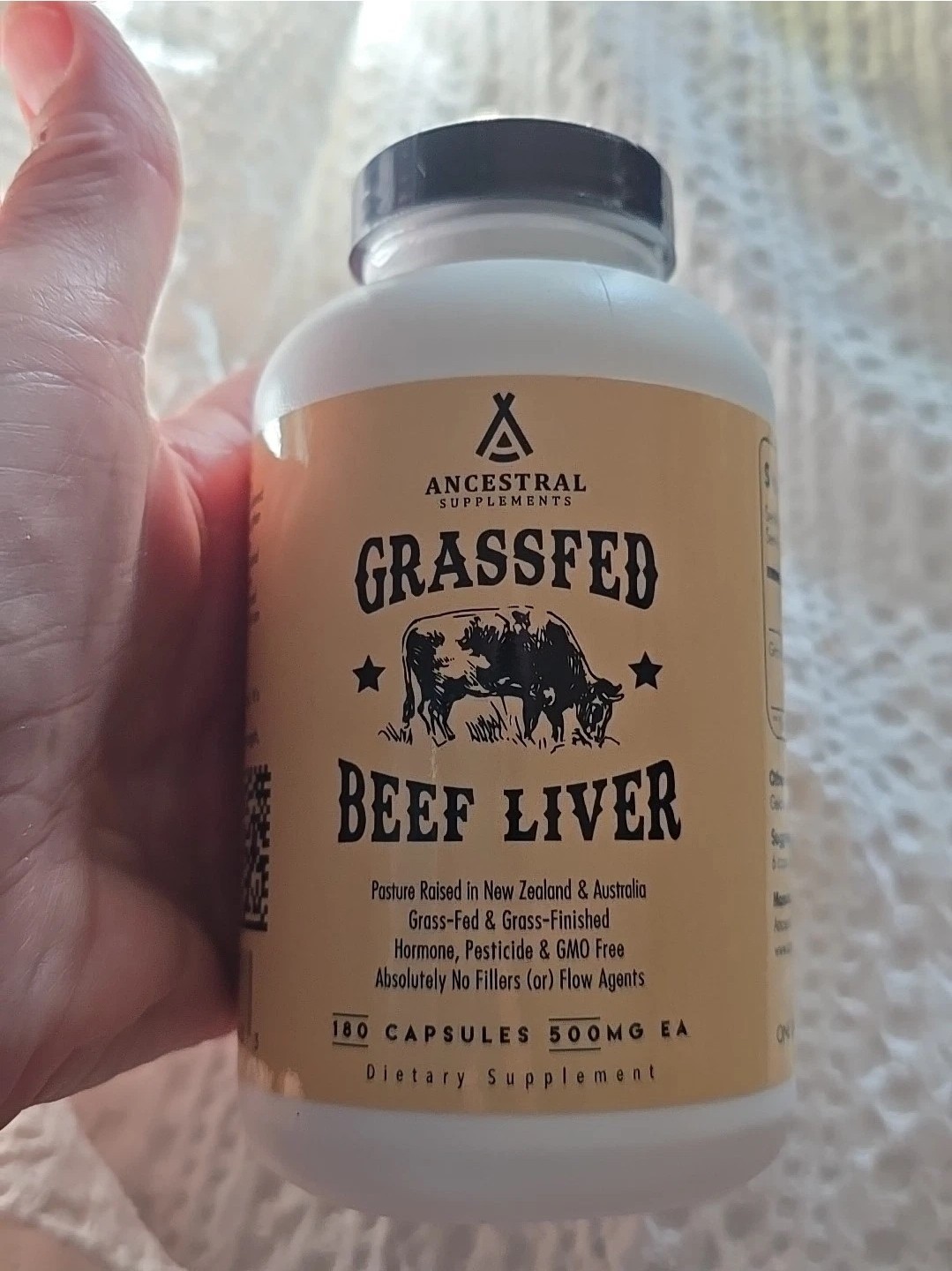 Ancestral Supplements Grassfed Beef Liver – 180 Capsules 500mg EA sealed