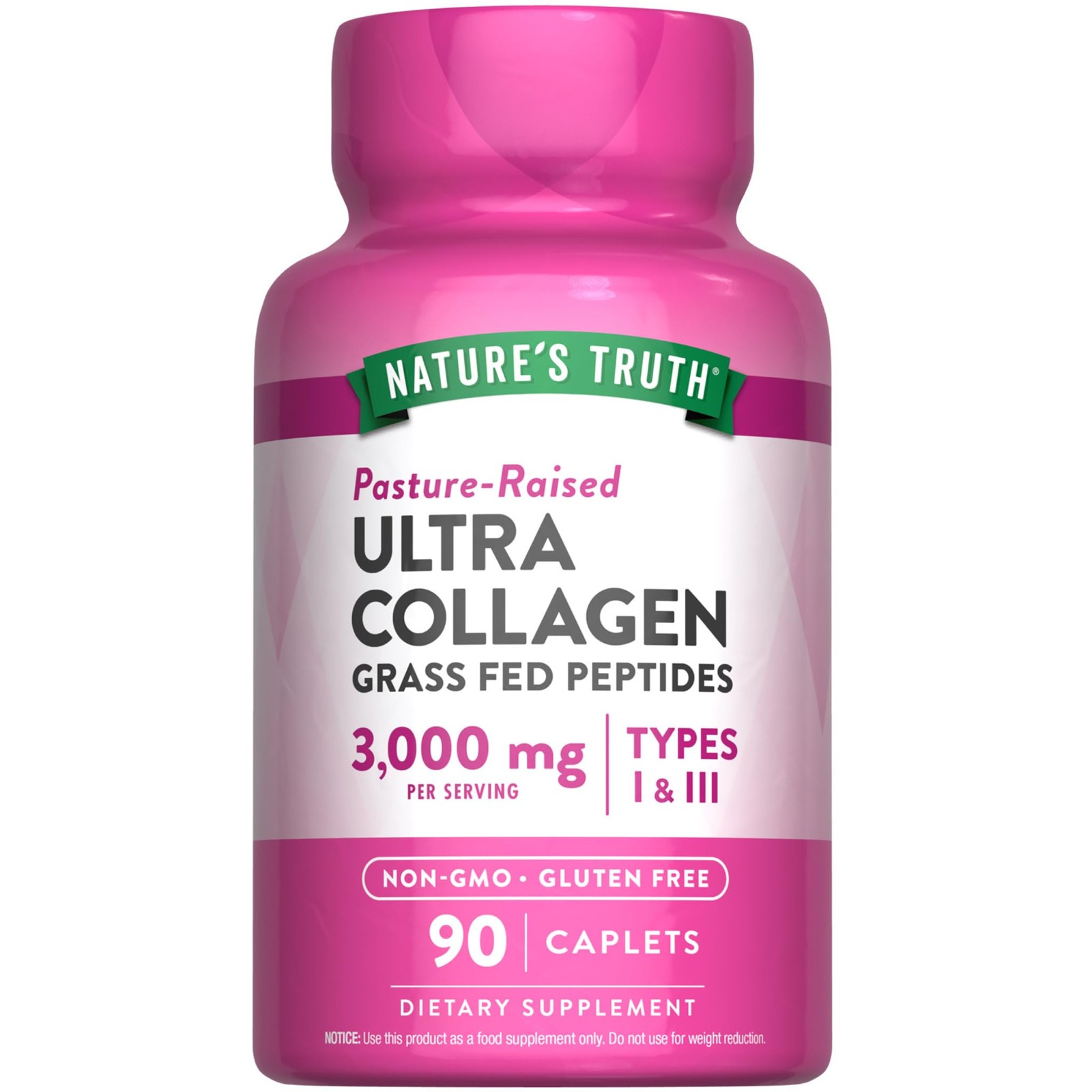 Collagen Peptides | 90 Caplets | Type 1 and 3 with Vitamin C | Grass Fed, Non…