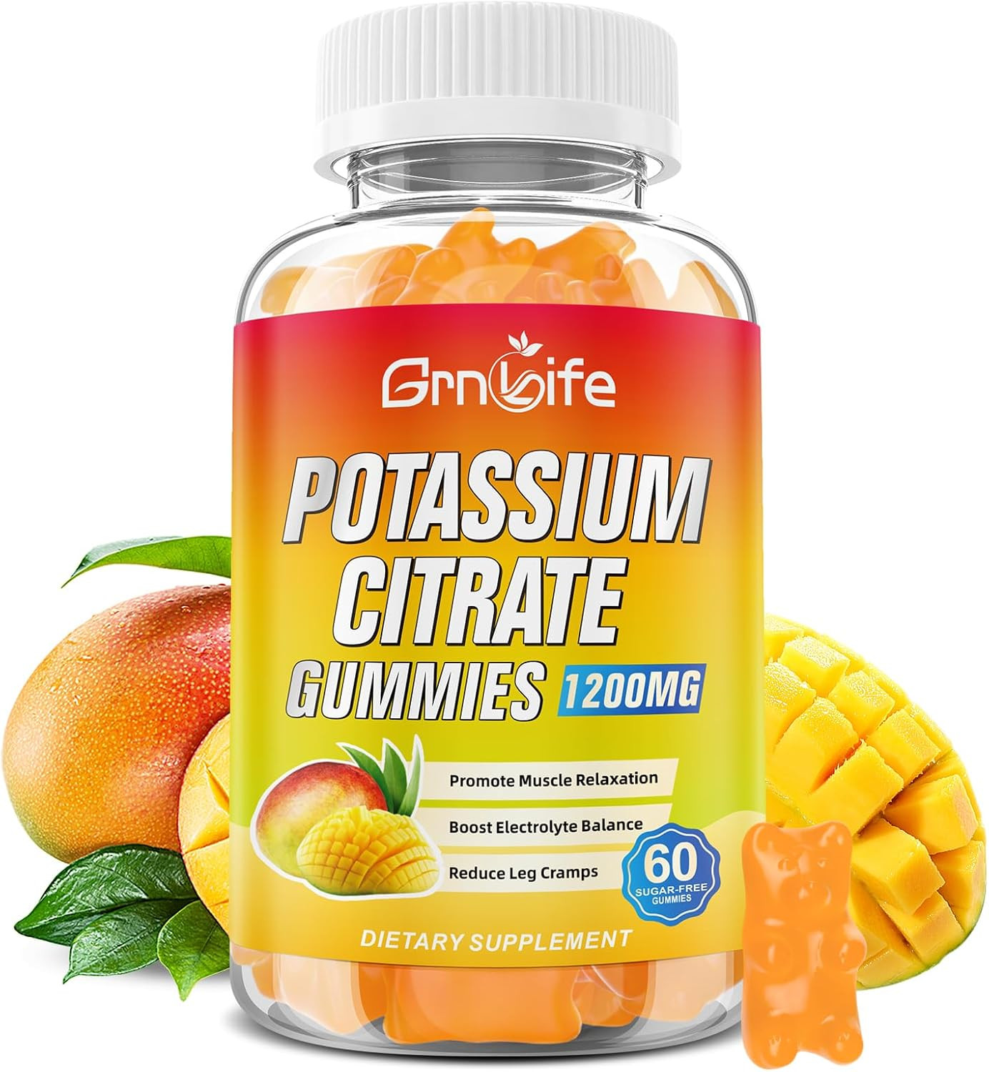 Potassium Citrate Gummies High Potassium Supplement Gummies 1200mg Support Leg