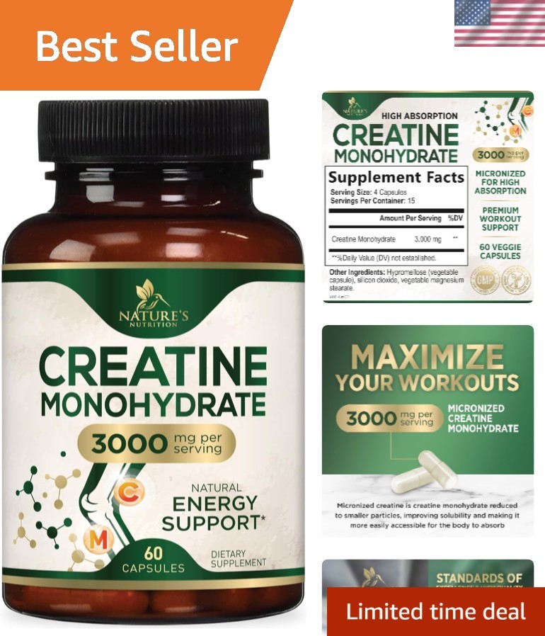 High-Quality Micronized Creatine Monohydrate – 60 Count for Athletes & Fitness