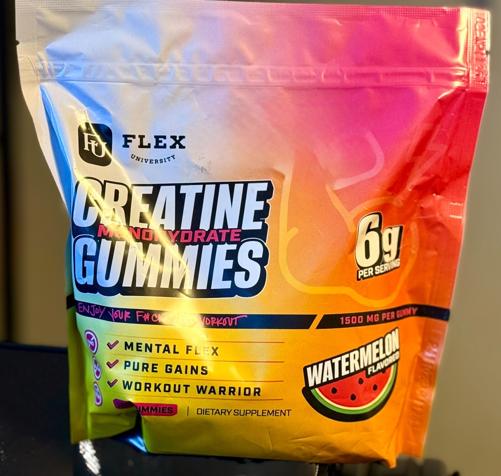 New Flex University Creatine Monohydrate Gummies – 6g – Watermelon – 120 count