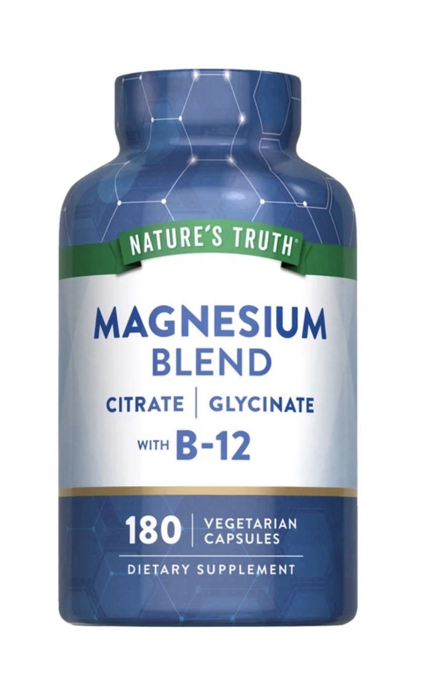 Nature’s Truth Magnesium Blend Citrate Glycinate with B12 180 Capsules