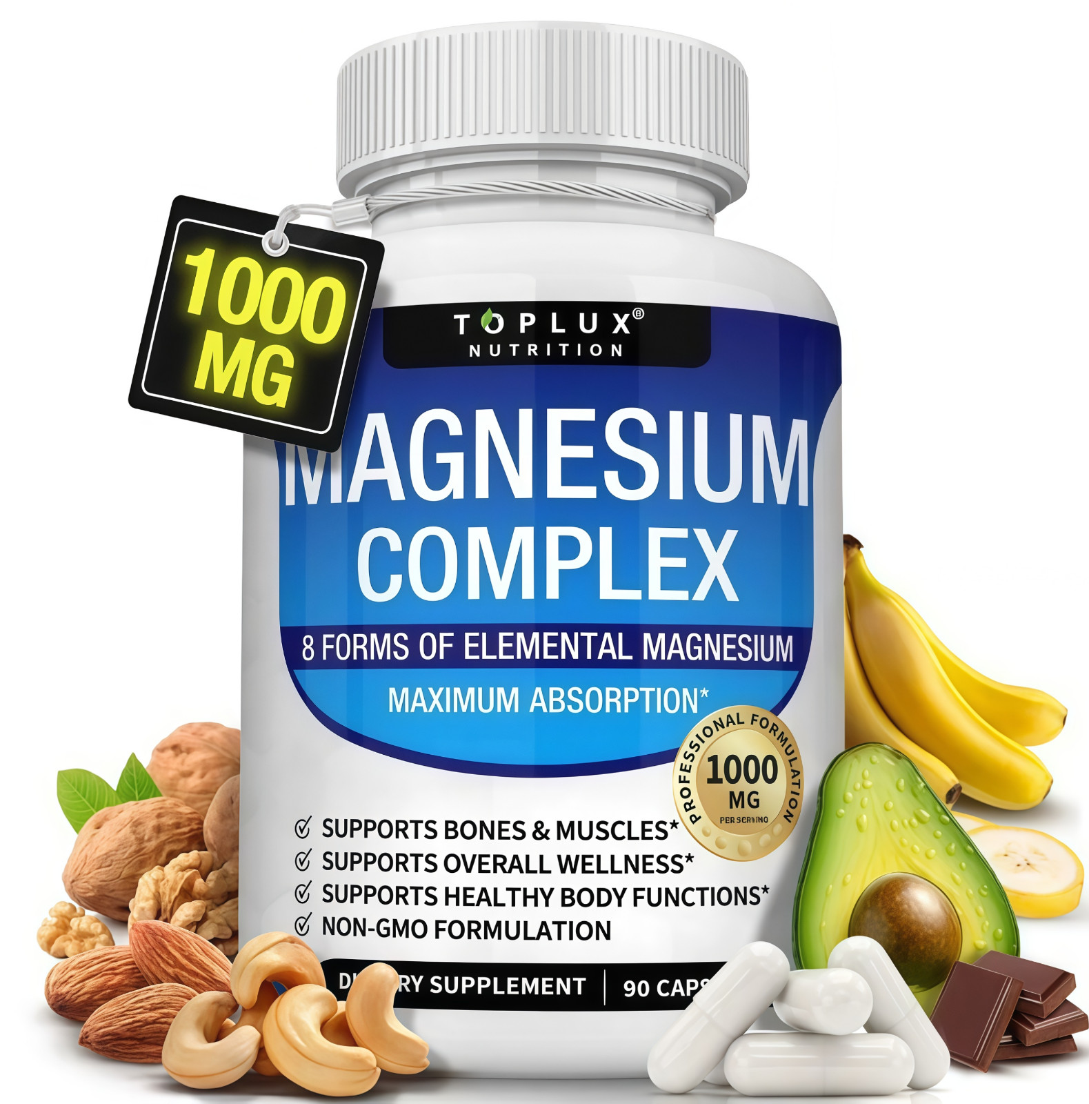 Toplux Magnesium Complex 8 Essential Magnesium Supplement 1000mg