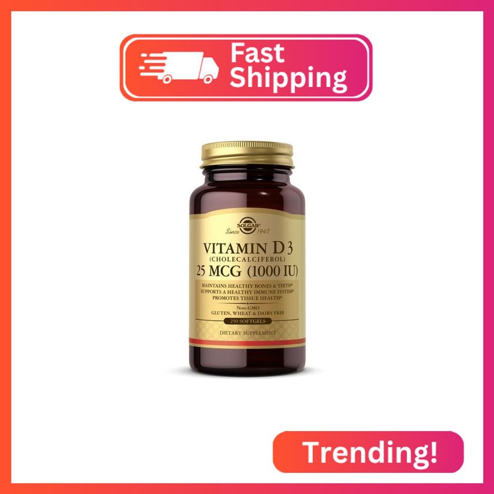 Solgar Vitamin D3 (Cholecalciferol) 25 MCG (1000 IU), 250 Softgels – Helps Maint