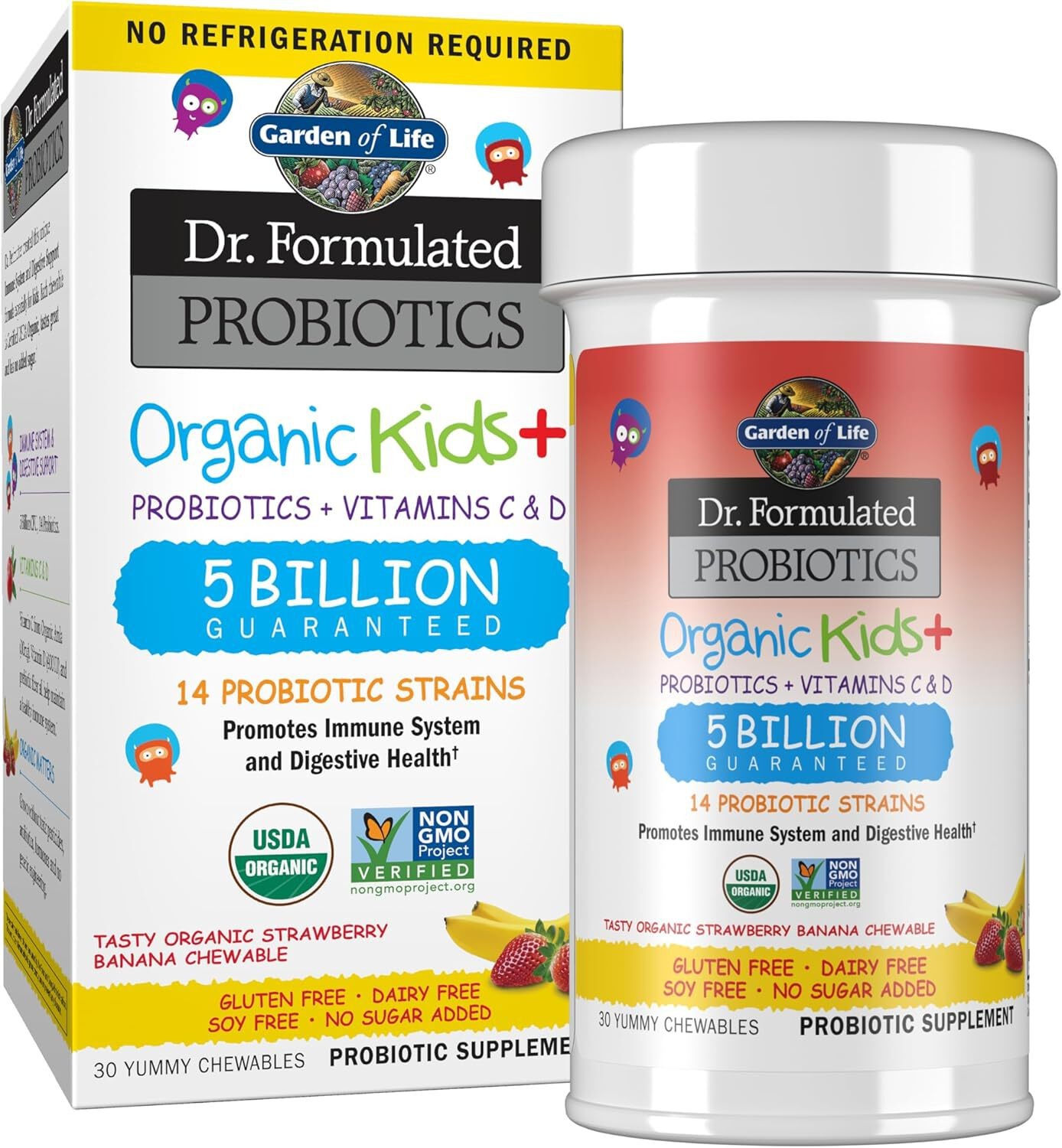 Garden of Life Dr. Formulated Probiotics Organic Kids-Strawberry Banana 30 Chewa