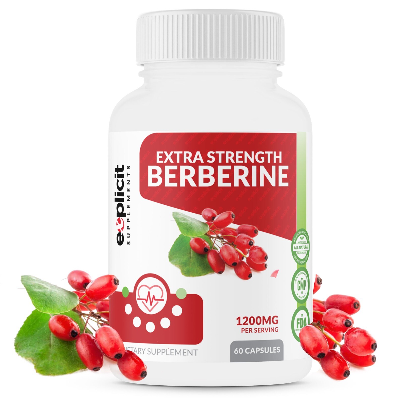 Natural Berberine HCl – Glucose Metabolism, Healthy Heart  – 60ct