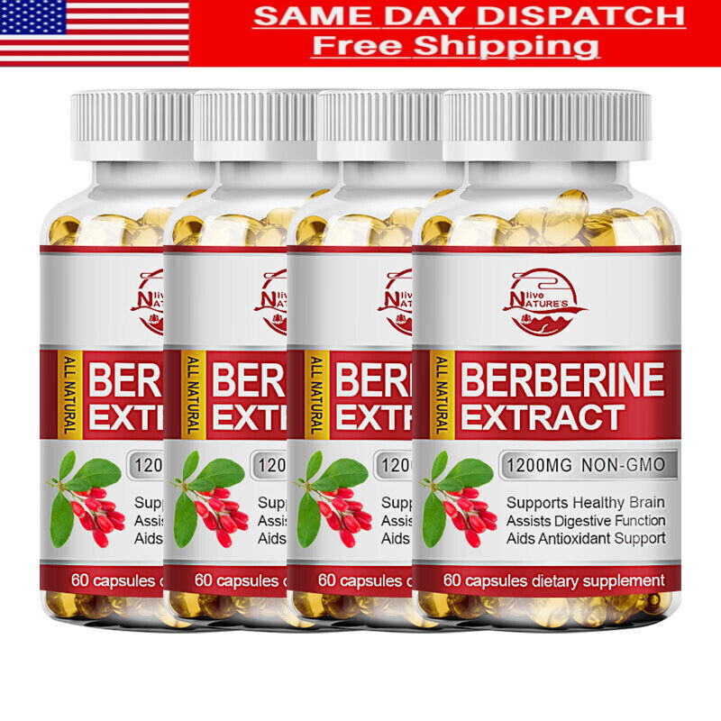Organic Berberine Extract HCL 1200mg 60/120/240Capsules Blood Sugar Support