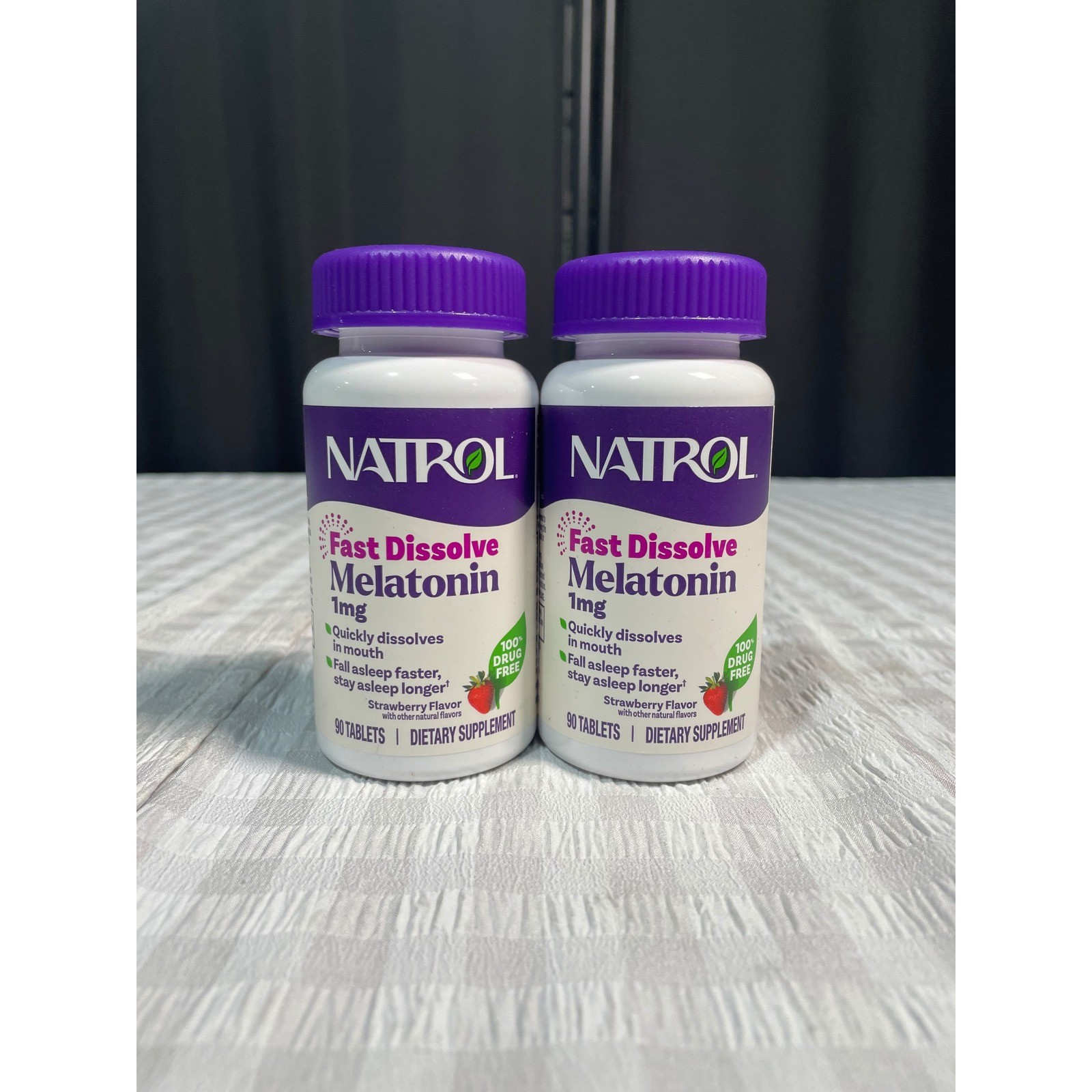 Natrol Fast Dissolve Melatonin 1mg Strawberry 90ct 2 Pack Exp 09/2027