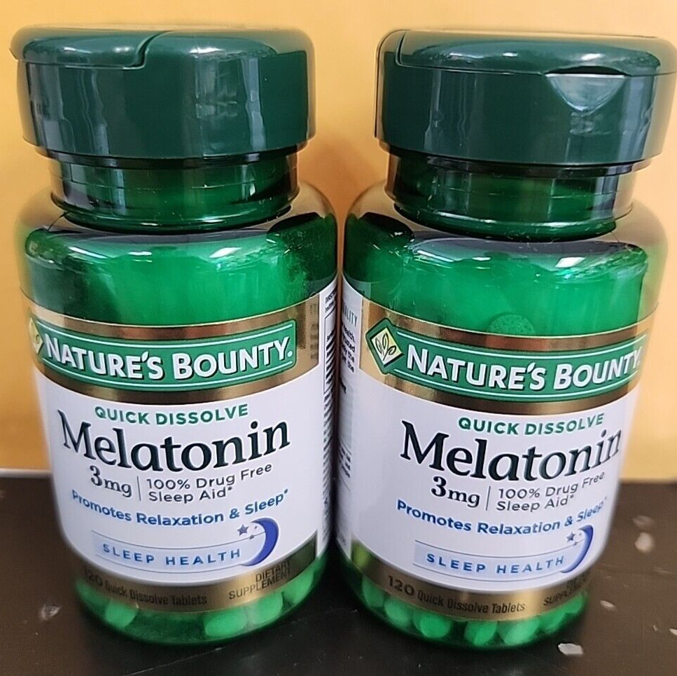 Lot of 2 Nature’s Bounty Melatonin 3 mg Quick Dissolve 240 Tablets