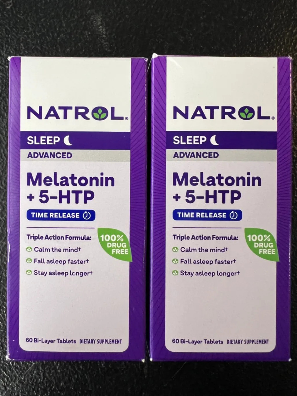 2x Natrol Advanced Sleep Melatonin + 5-HTP Time Release 60 Bi-Layer Tablets