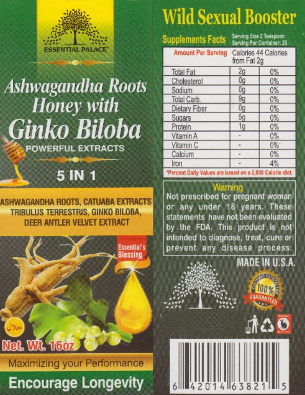 Organic Ashwagandha Root Honey With G. Biloba 5 In 1,  By ESP