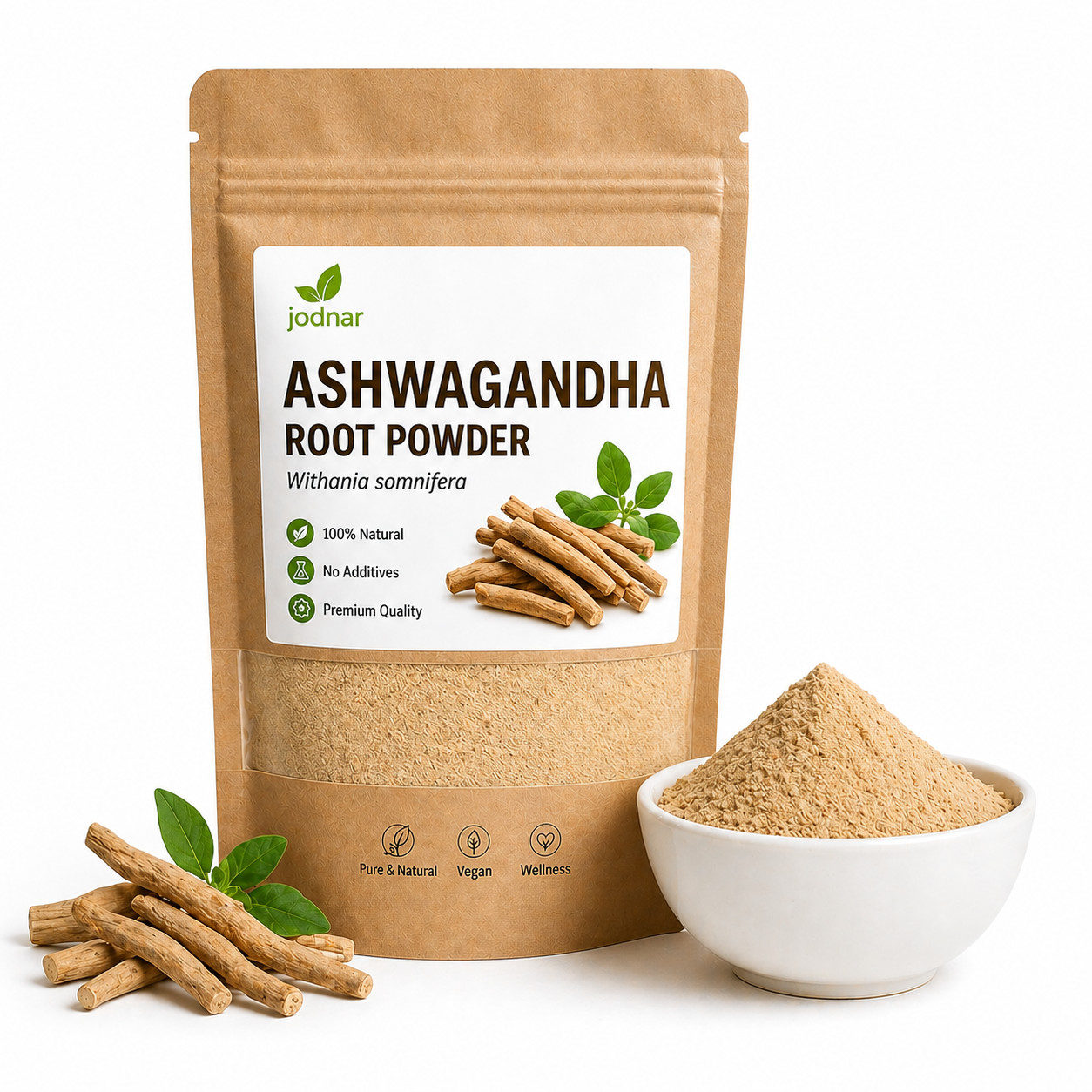 Jodnar Ashwagandha Root Powder(Indian Ginseng)Natural Stress Relief Supplement