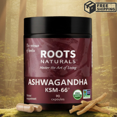 Roots Naturals Ashwagandha KSM-66® 600mg – 90 Capsules- FREE SHIPPING