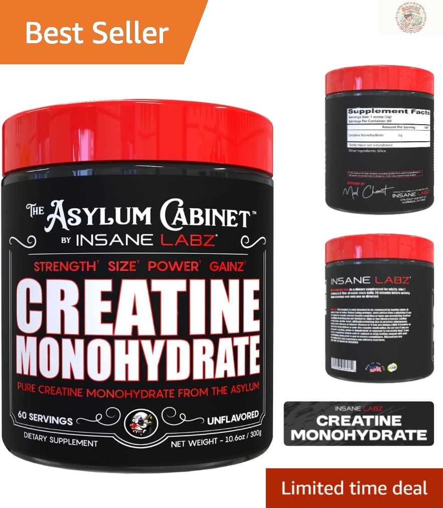 Unflavored Creatine Monohydrate – 60 Servings, 5g Per Serving for Strength