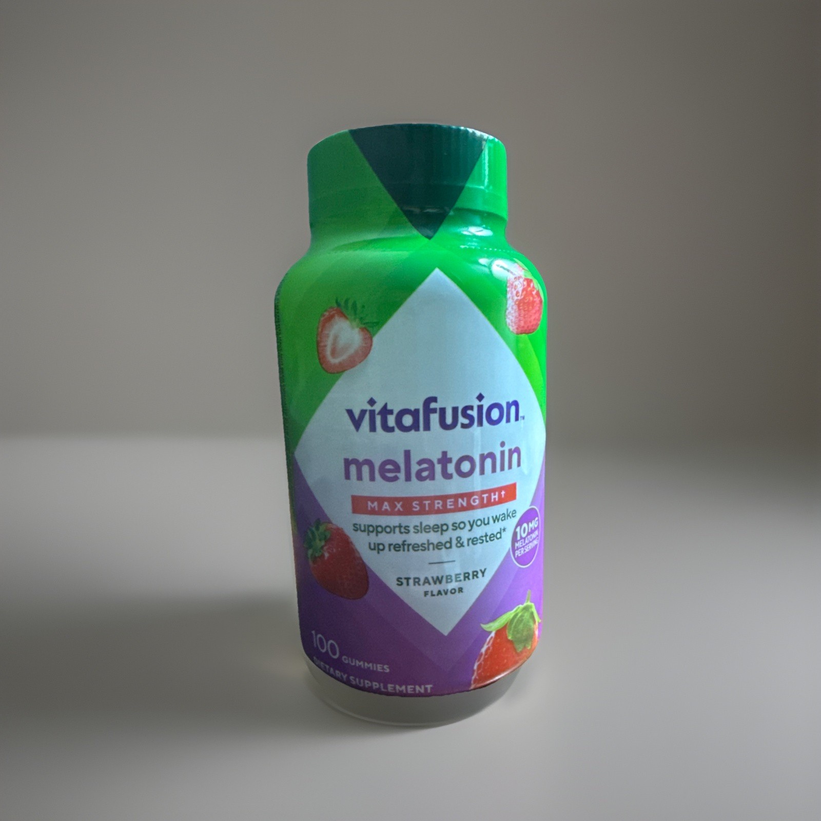 Vitafusion Melatonin Sleep Max Strength 10mg. Gummies, Strawberry 100 Count