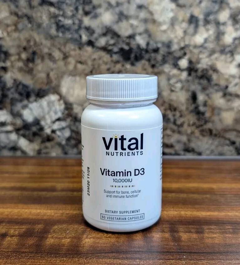 Vital Nutrients Vitamin D3 10,000 IU Supplement 60 Capsules BB:11/2026