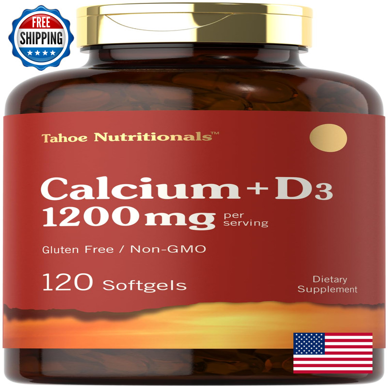 Carlyle Calcium 1200 Mg Vitamin D3 120 Softgels Non-Gmo Gluten Supplement For