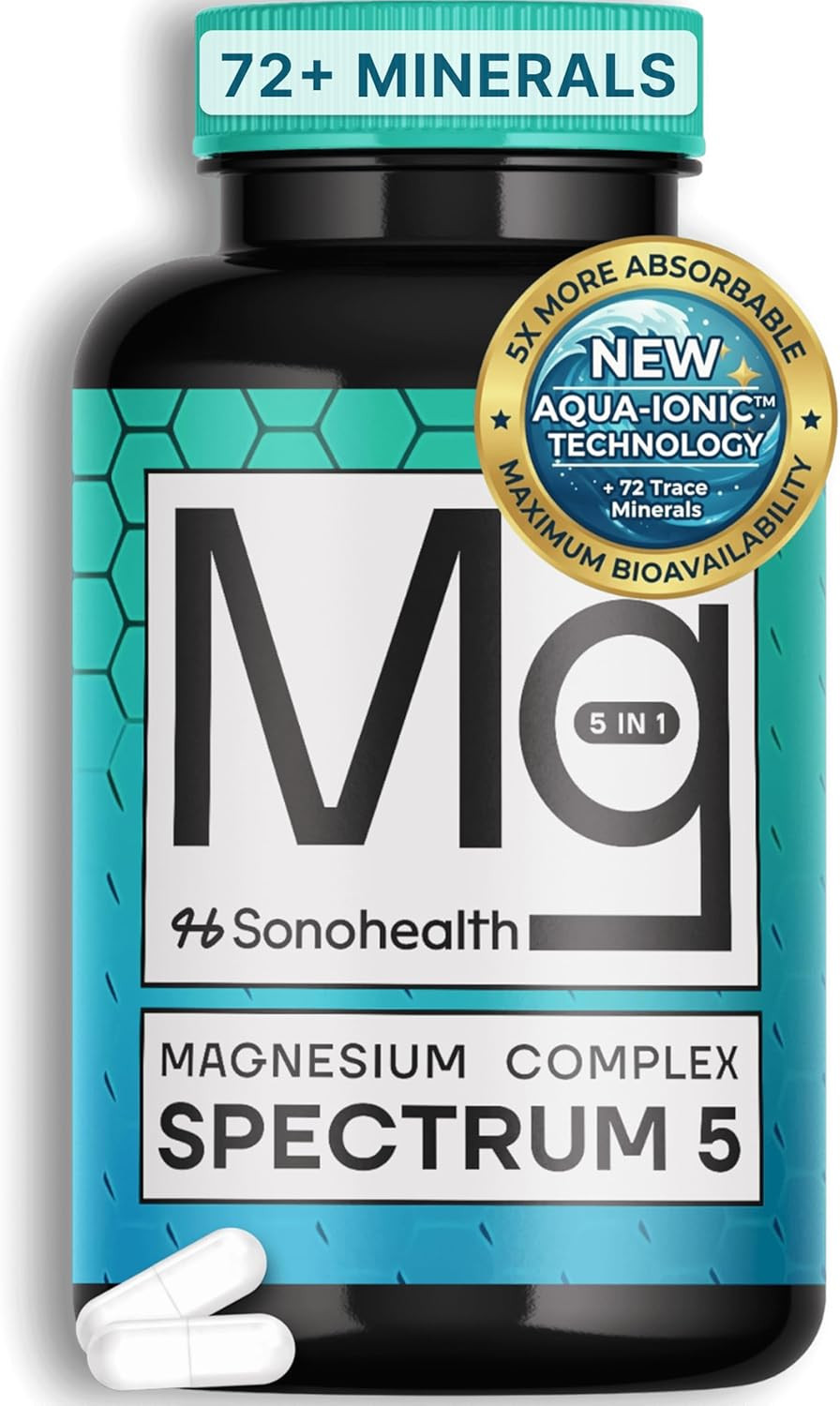 Spectrum 5 Magnesium Complex 500mg 5-in-1 Glycinate Citrate Malate 72 Minerals