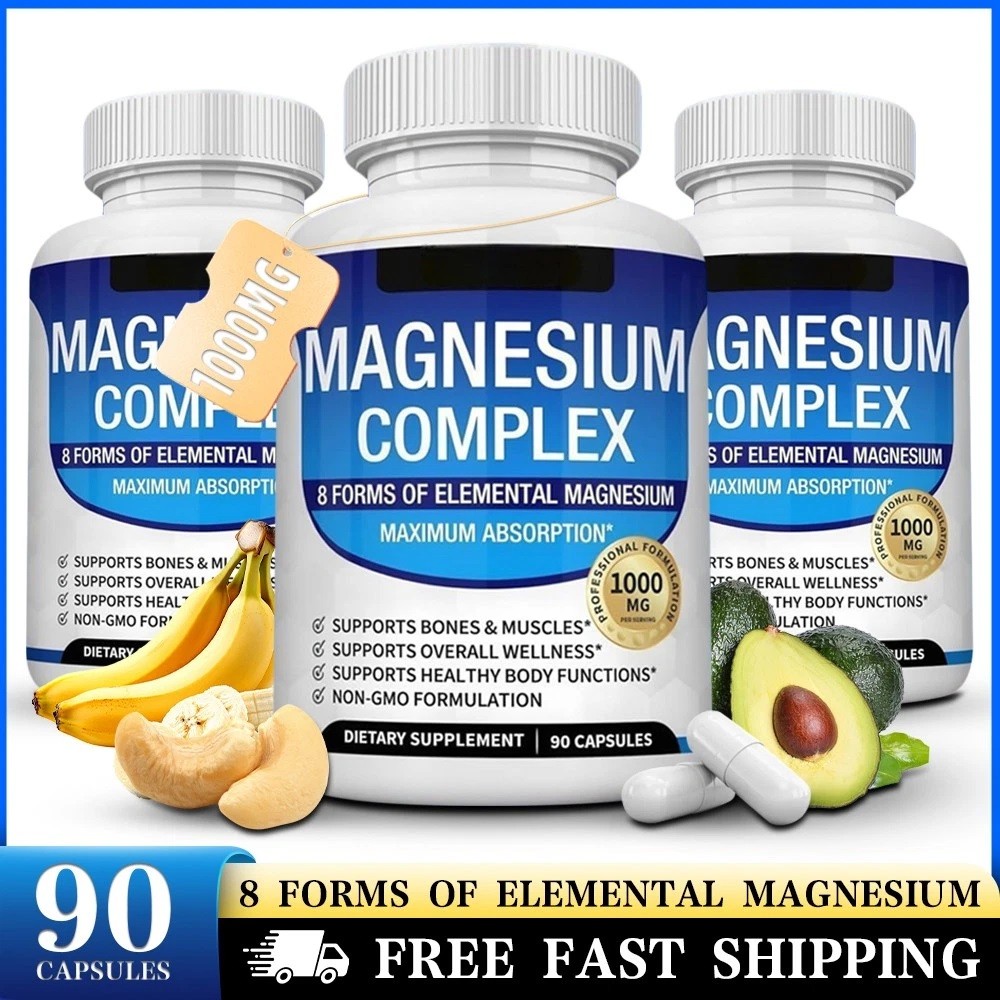 1~5x Magnesium 8 in 1 Complex 1000mg & Blood Sugar Blend Supplement Combo 90Caps