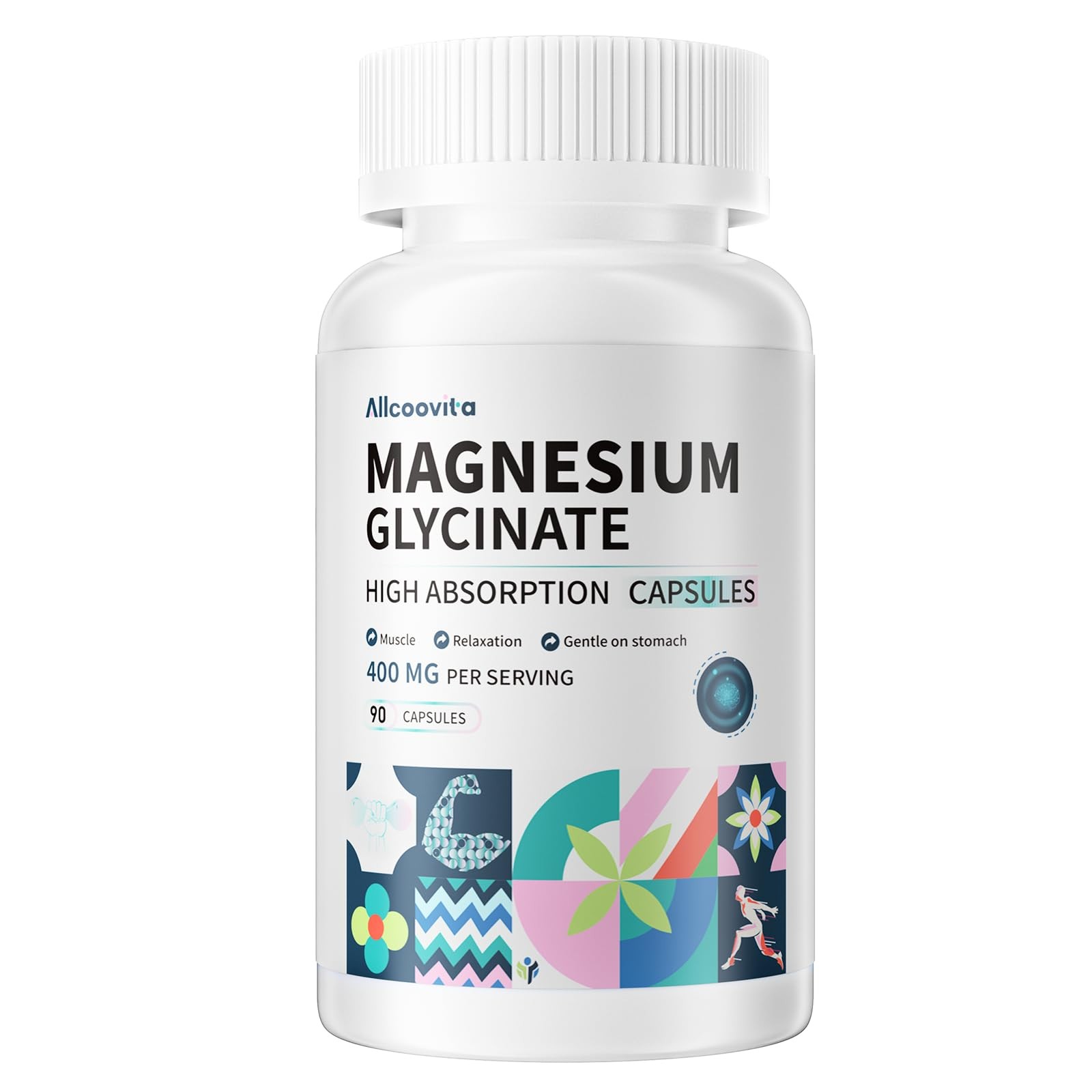 Magnesium Glycinate 400 MG per Serving 100% Chelated for High Absorption, Gen…
