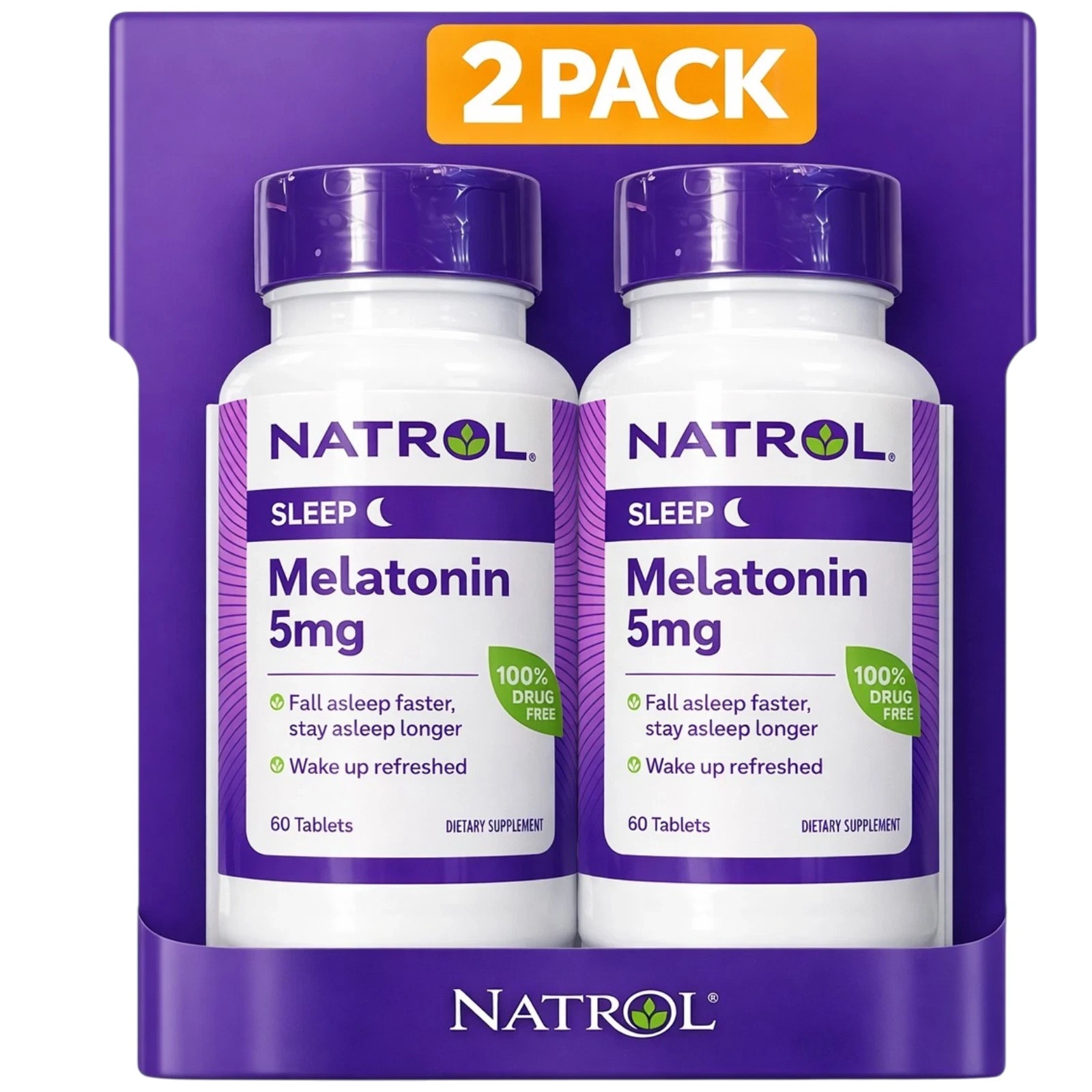 Natrol Melatonin 5mg Fast Dissolve Tablets Strawberry 60 Ct 2 Pack Sleep Aid