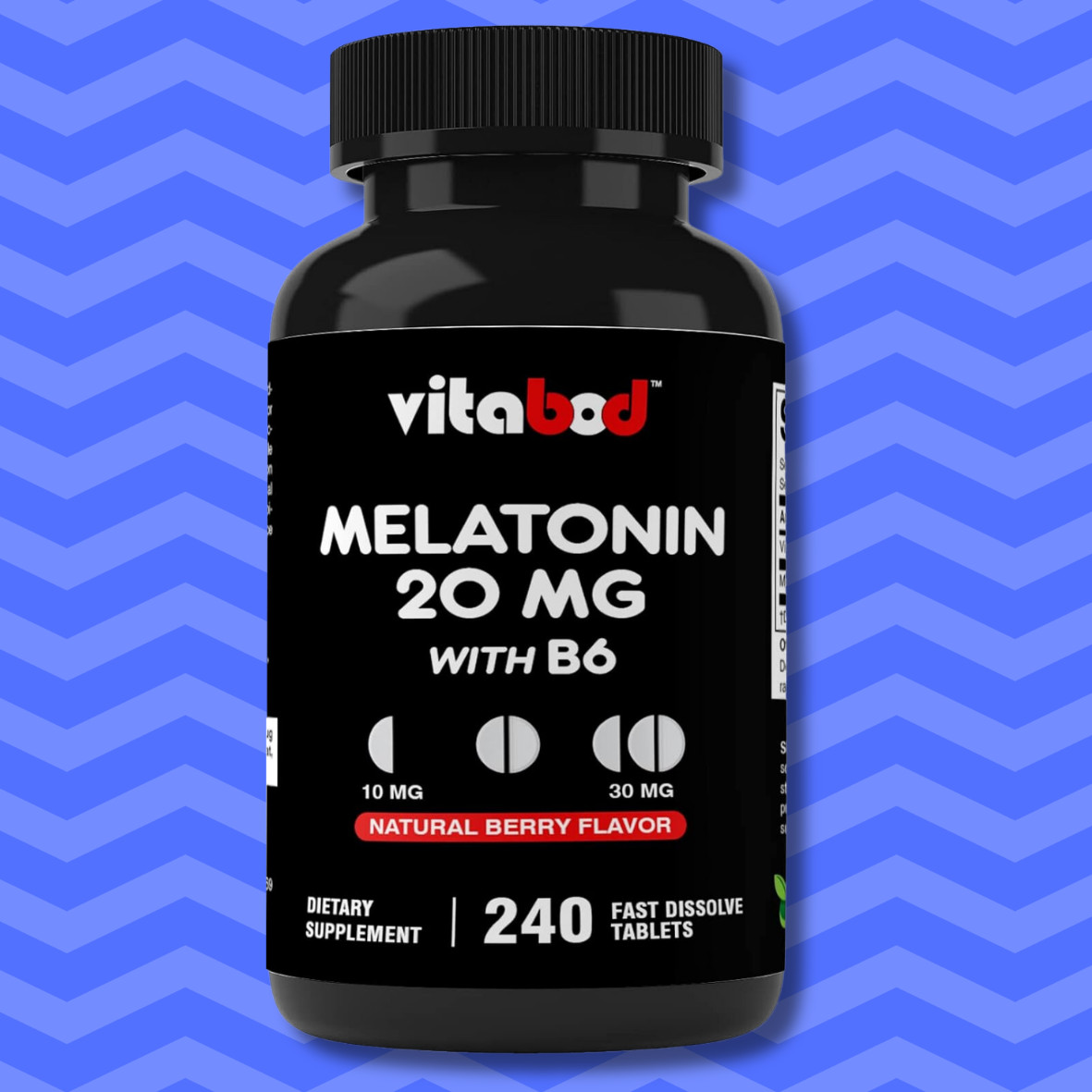 Melatonin 20mg High Potency Natural Sleep Aid Berry Flavor 240 Fast Dissolve TAB