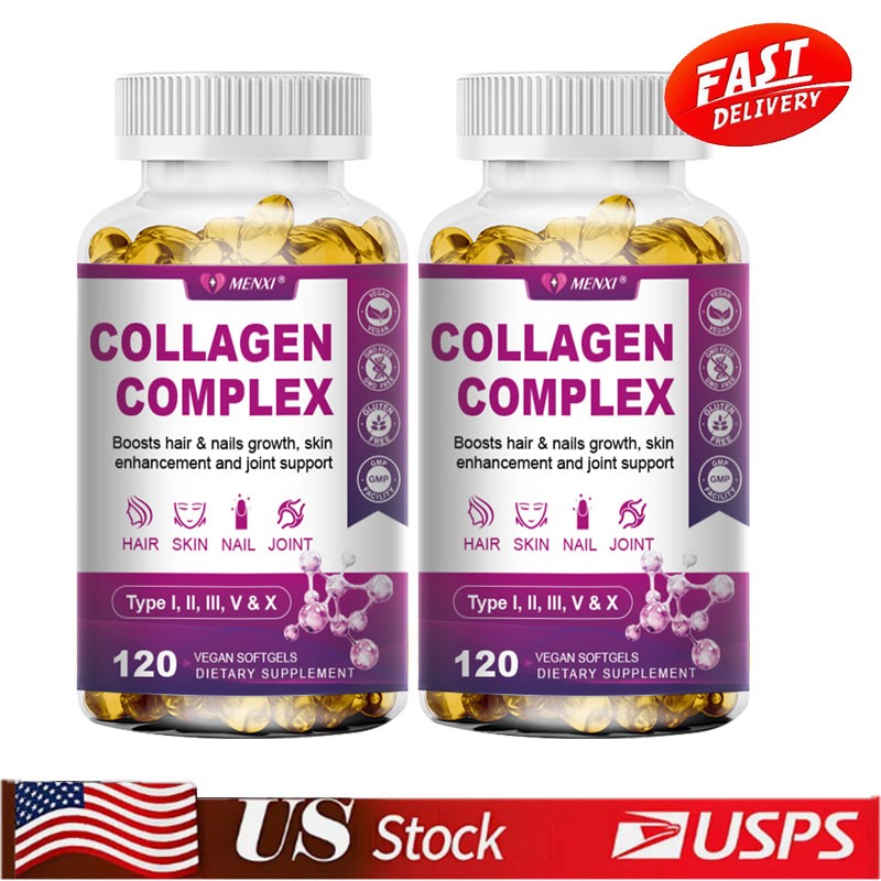2x Collagen Peptides Types I, II, III, V, X 2000mg Pills Anti-Aging Skin Capsule