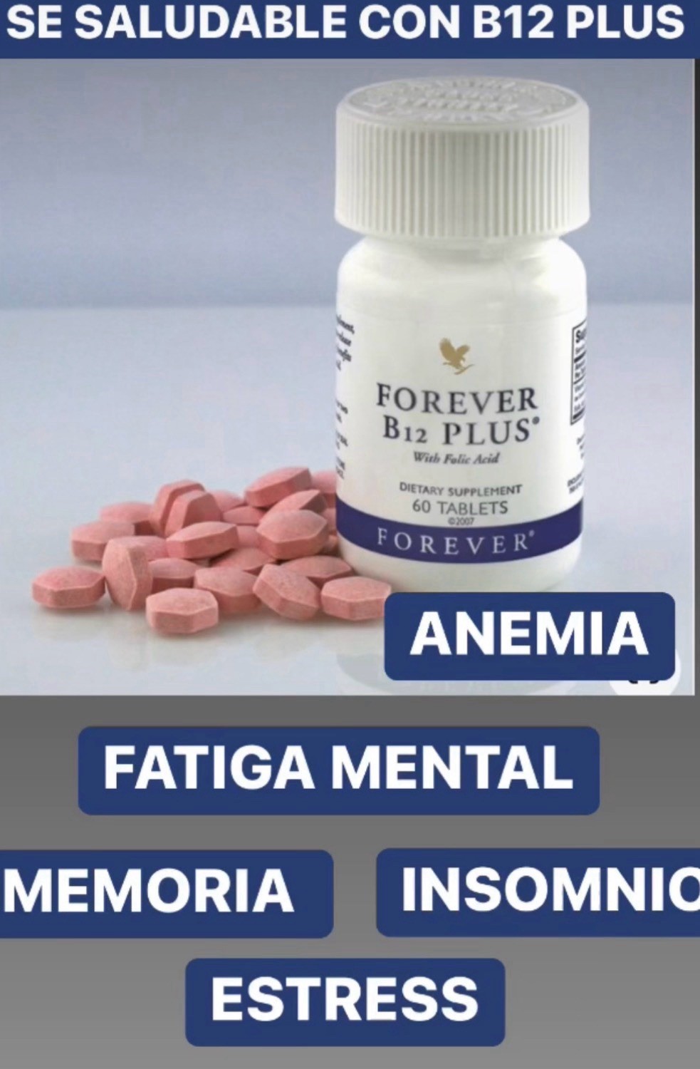 Forever Vitamin B12 Plus Folic Acid Tablets 60 Count