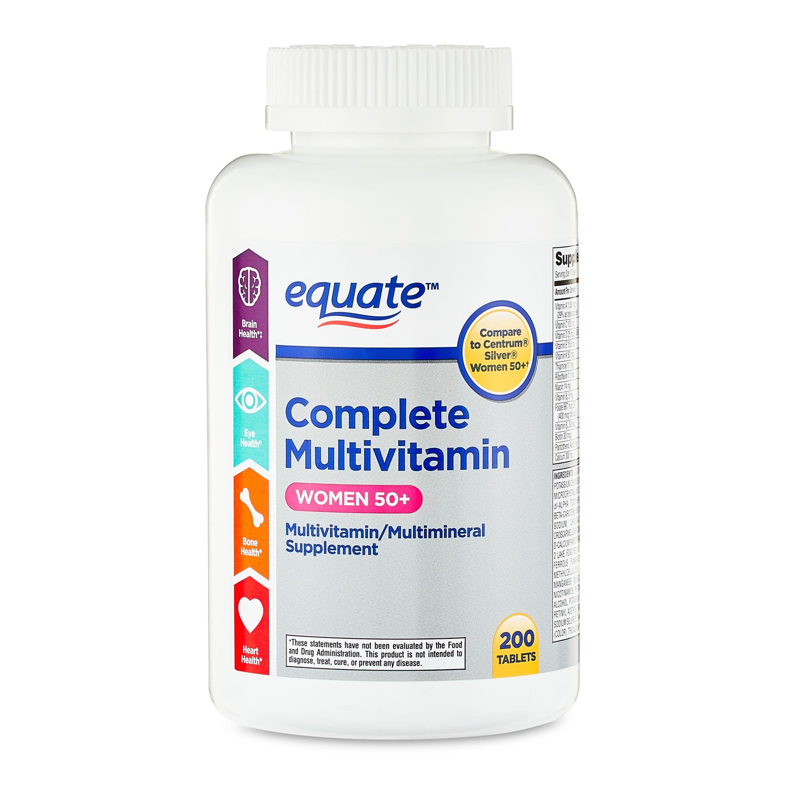 Equate Complete Multivitamin Multimineral Tablets Women 50+ 200 Count