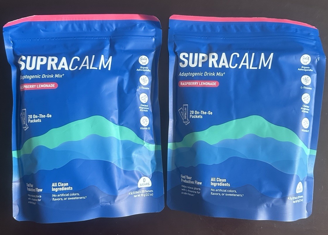 SupraCalm Powdered Drink Mix – Zero Sugar Exp. 7/26 – Rasberry Lemonade – 2 Pack
