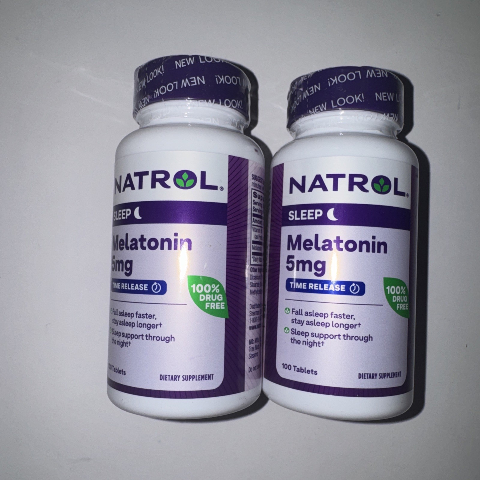 2 Pack Natrol Melatonin Time Release 5mg Tablets 100 ea Exp: 4/27