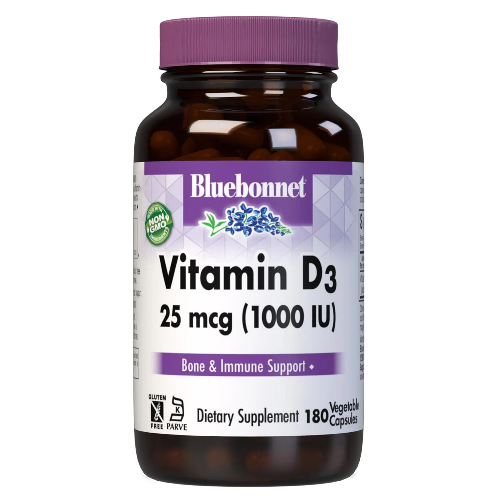 Bluebonnet Vitamin D3 25 Mcg 1000 IU 180 Veg Capsules