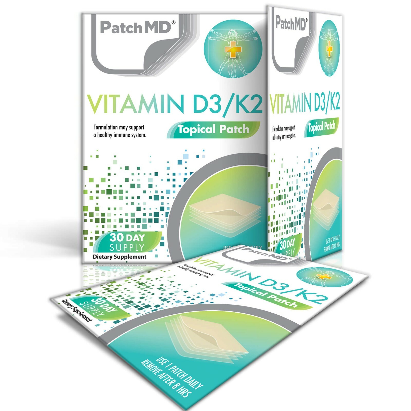 PatchMD Vitamin D3 / K2 – Patch 30- Topical Patches – PatchMD New Formula !