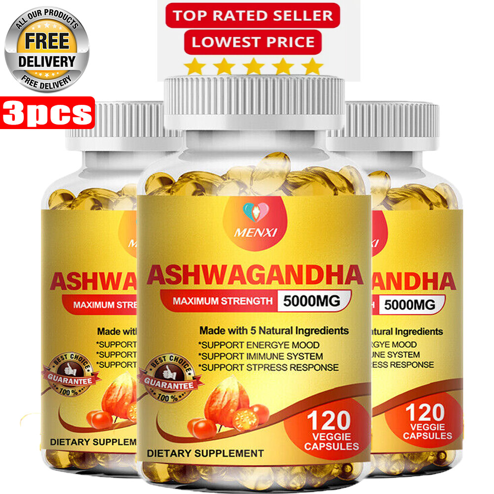 Ashwagandha 5000mg 360 Capsules – Extra Energy, Anxiety,Stress,Immune Support US