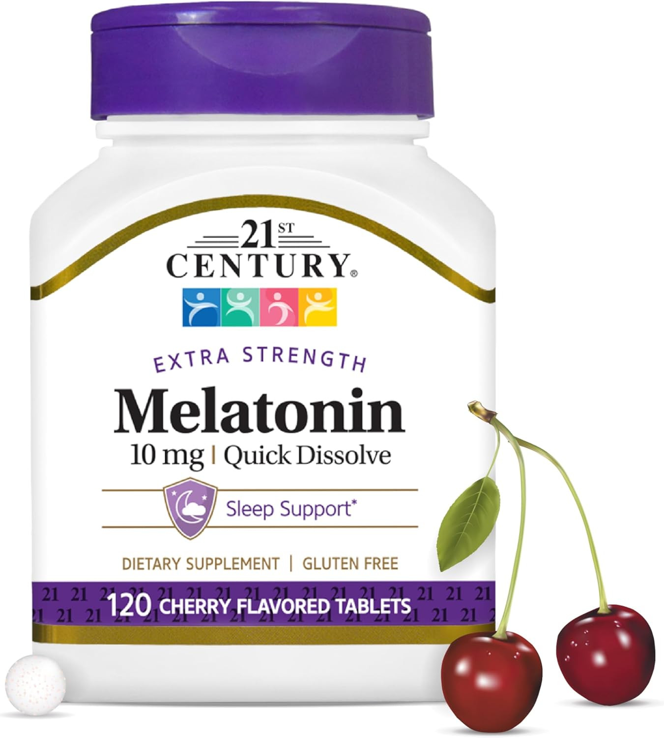 , Melatonin Quick Dissolve Tablets 10 Mg, White, Cherry, 120 Count