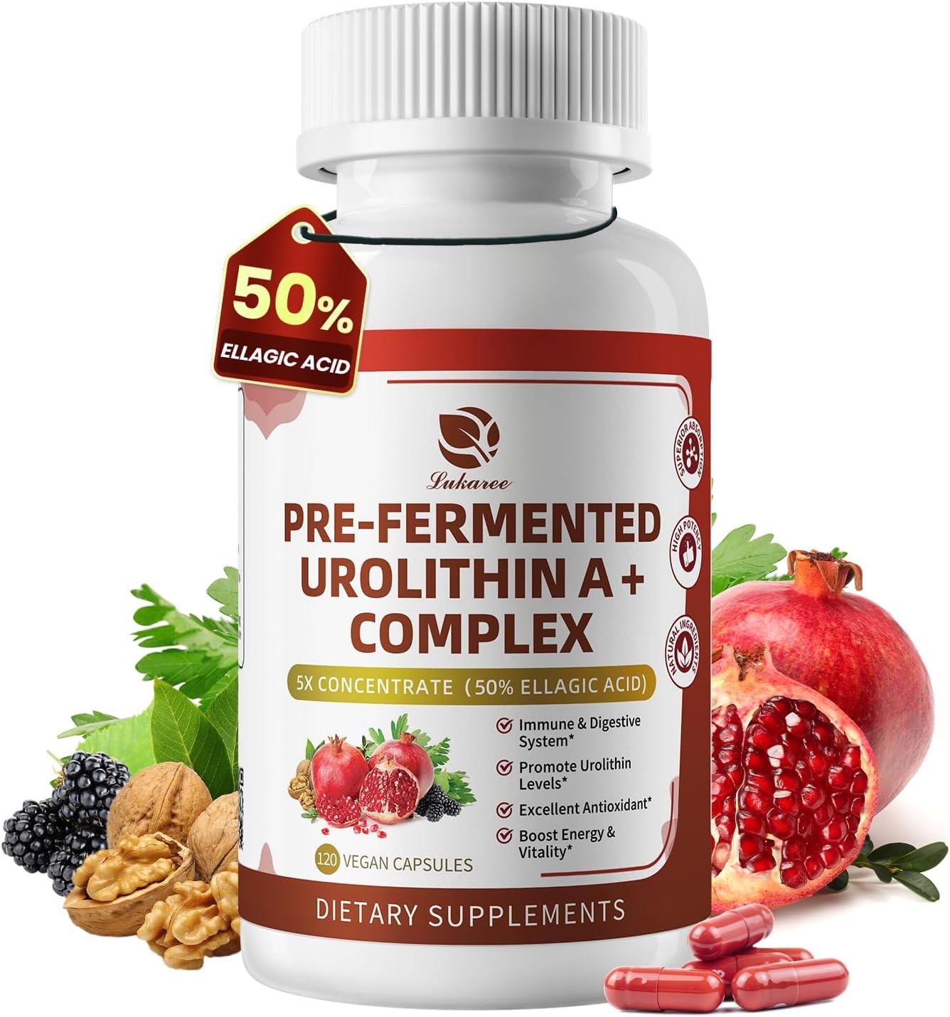 Urolithin A NAD+ Complex 120 Capsules for Cellular Energy & Muscle Strength
