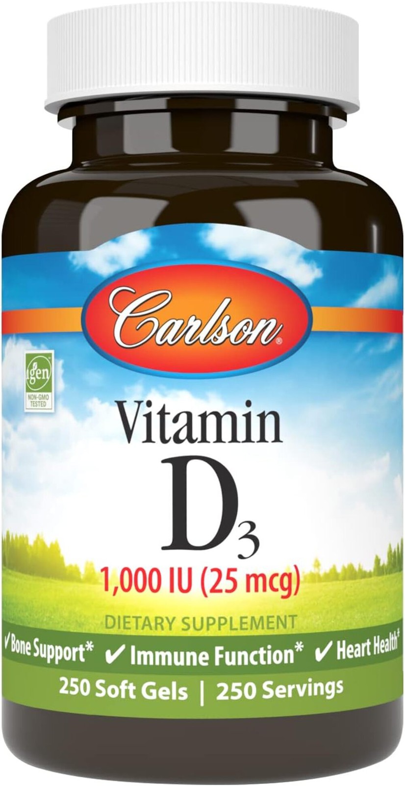 Carlson – Vitamin D3 1,000 IU (25 mcg) Bone Support*, Immune Function*, Heart He