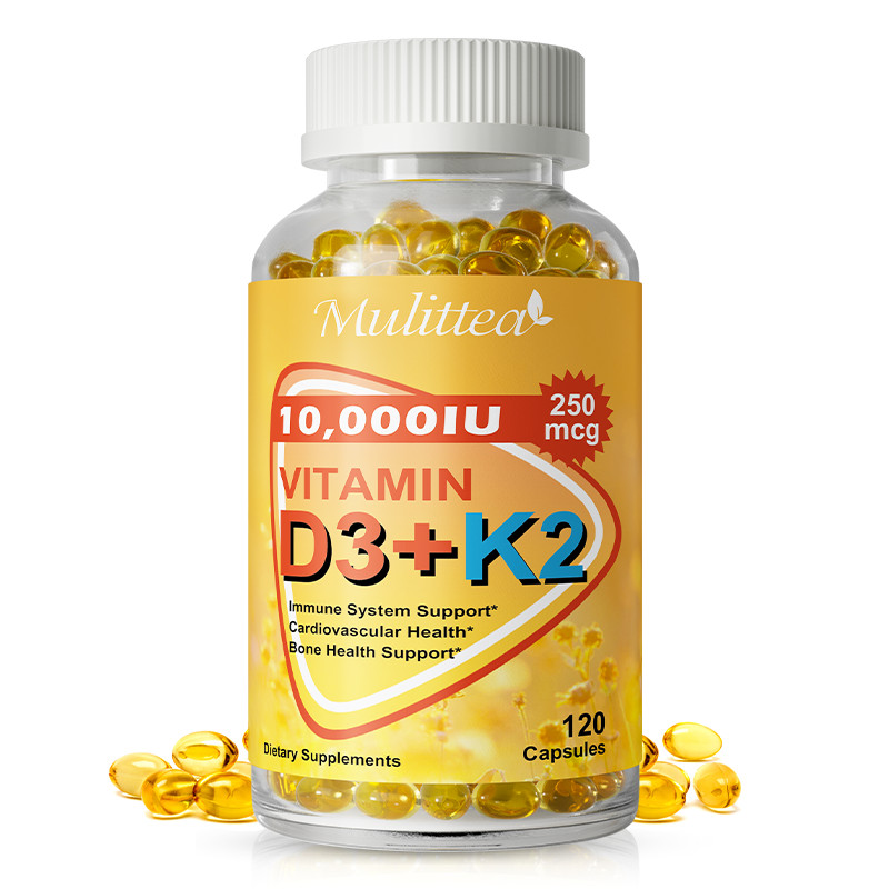 MULITTEA Vitamin D3 K2 10000 IU MK-7 for Bones Teeth Heart Immune Support 120