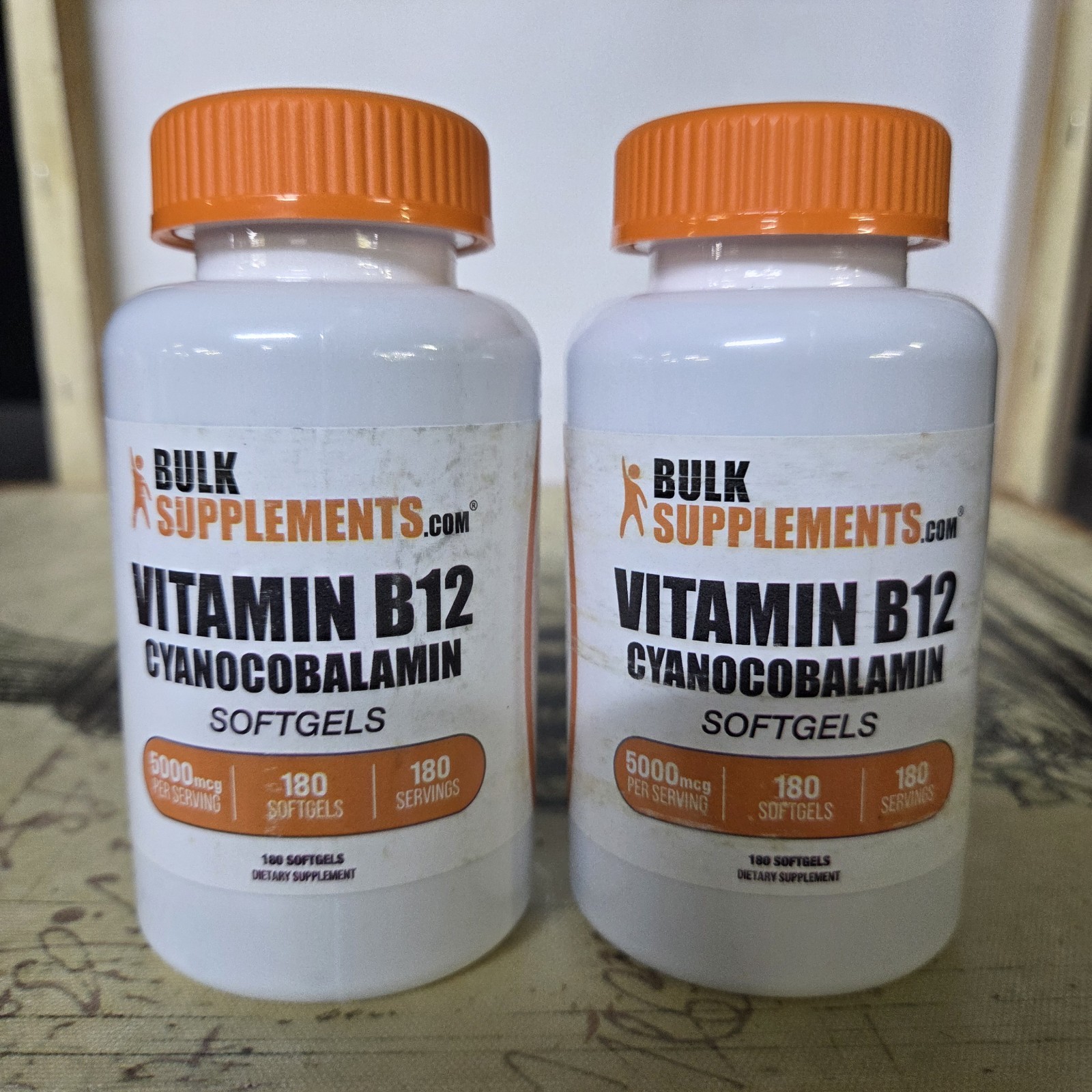 LOT OF 2 BulkSupplements Vitamin B12 180 Softgels – 5000mcg Per Serving 2 BOTTLE