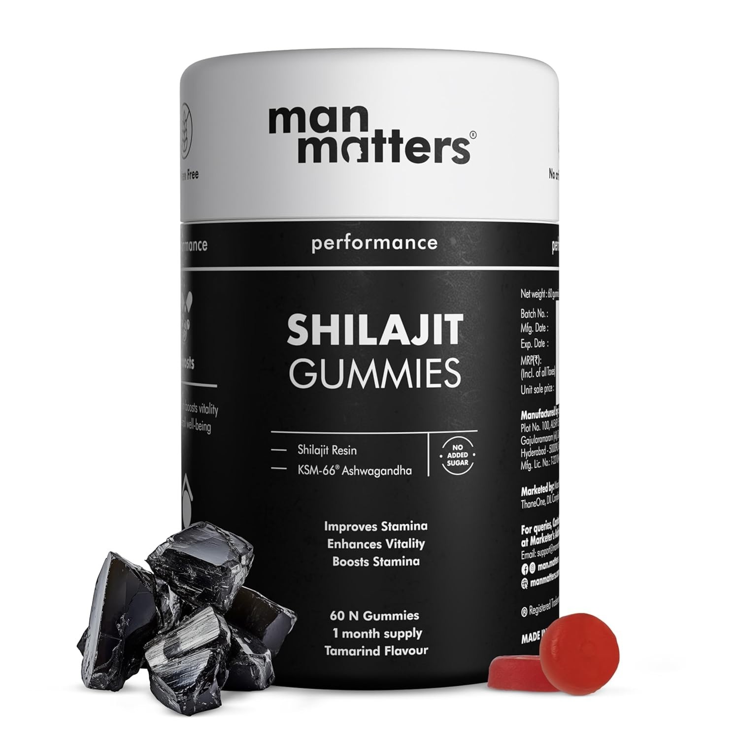 Man Matters Himalayan Shilajet Gummies | Boosts Stamina, Strength – 120 Capsules