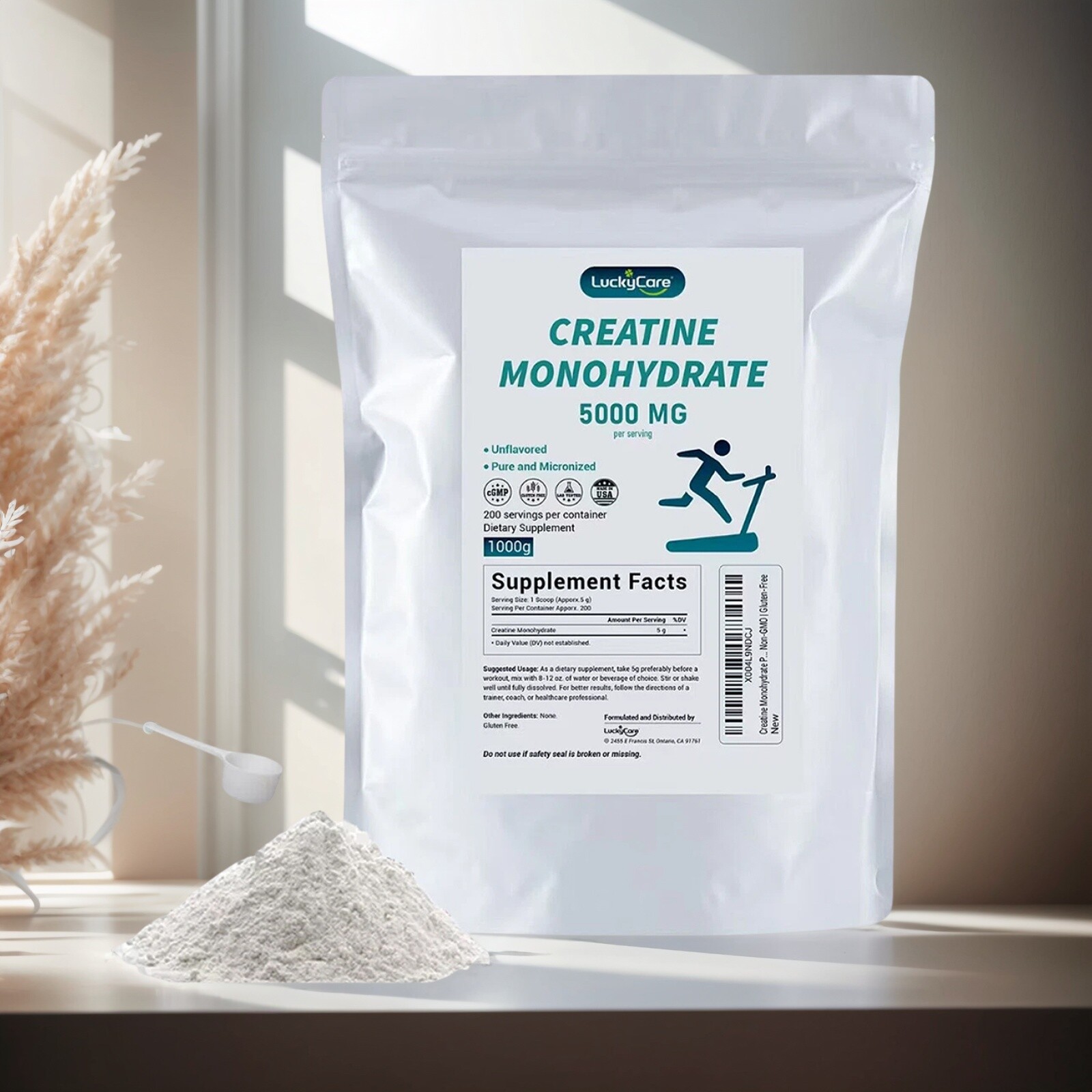 Pure Creatine Monohydrate 2.2lbs – Powder Micronized 200 Servings 5g Per Serving