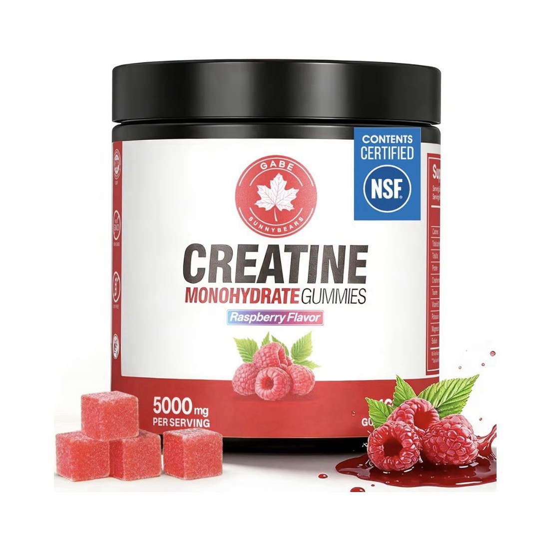 GABE SunnyBears Creatine Monohydrate Gummies 5000mg Raspberry NSF 160ct