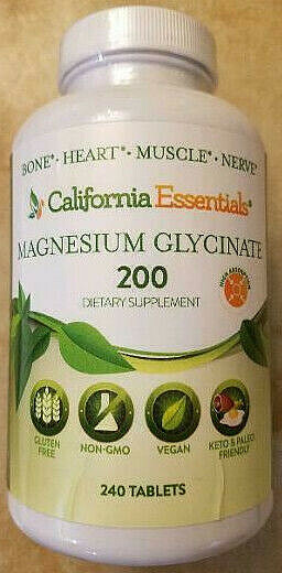 Magnesium Glycinate 200mg 240 Tabs | High Absorption | New & Sealed | Free Ship